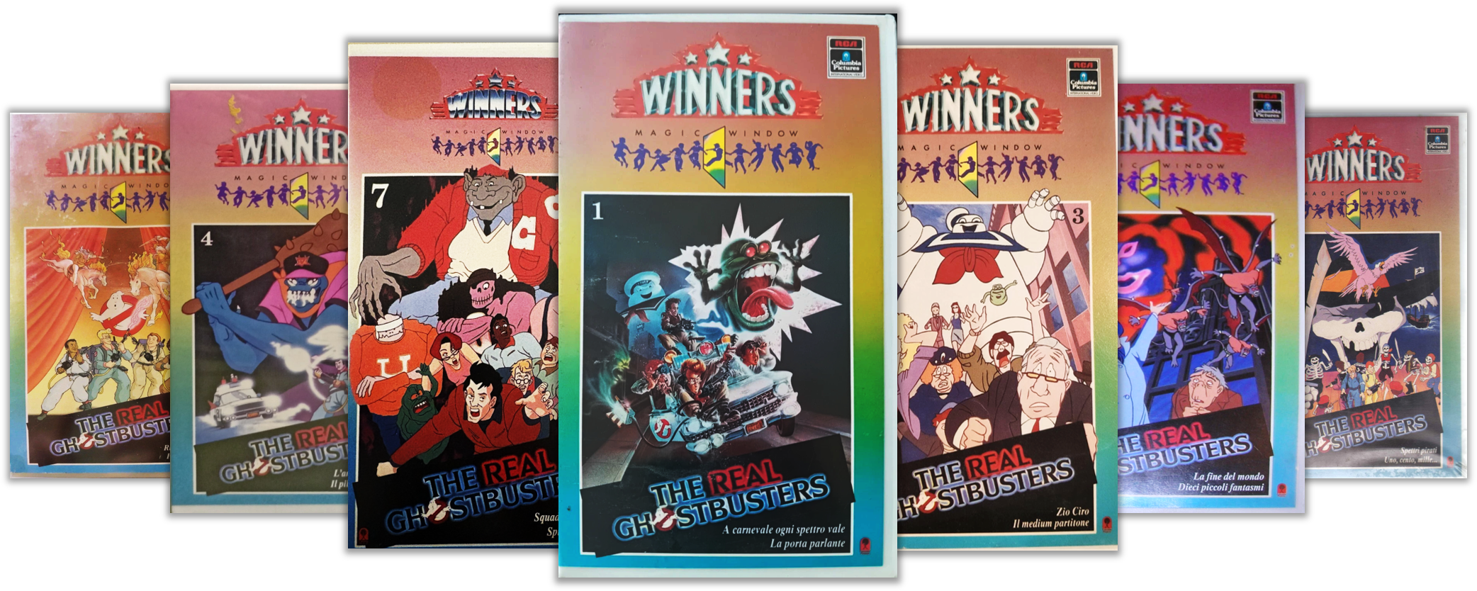 Sette copertine VHS italiane di The Real Ghostbusters